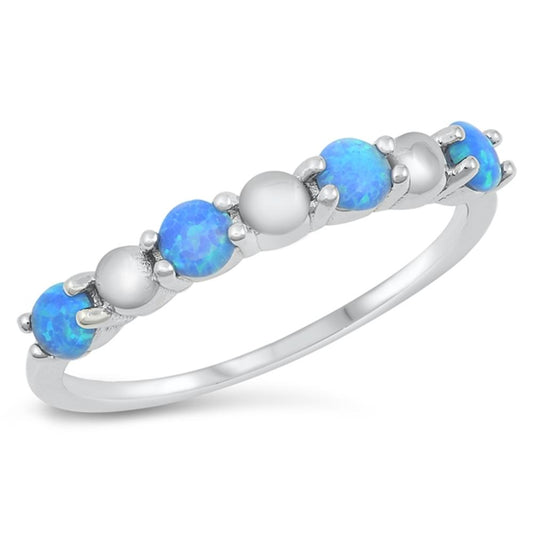 Beaded Blue Lab Opal Unique Stacking Ring .925 Sterling Silver Band Sizes 5-10