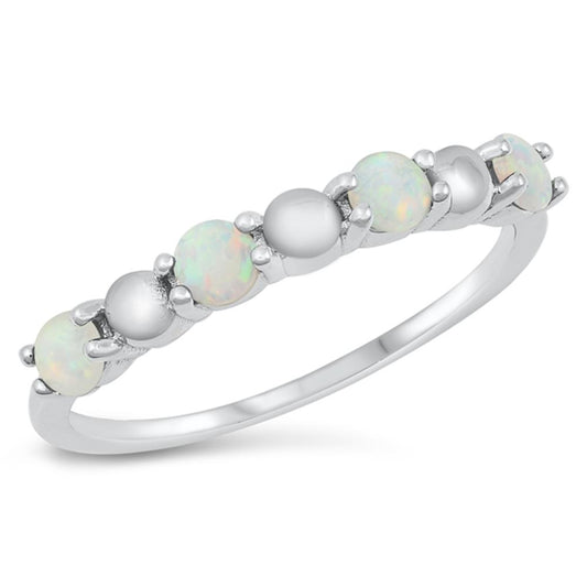 White Lab Opal Wholesale Stacking Ring New .925 Sterling Silver Band Sizes 5-10