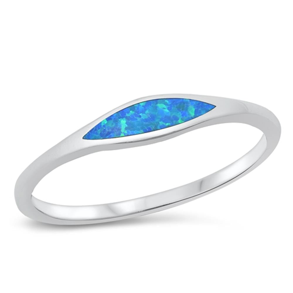 Blue Lab Opal Fashion Stacking Ring New .925 Sterling Silver Band Sizes 4-10