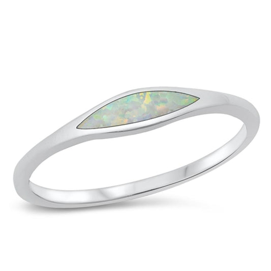 White Lab Opal Classic Fashion Ring New .925 Sterling Silver Band Sizes 4-10