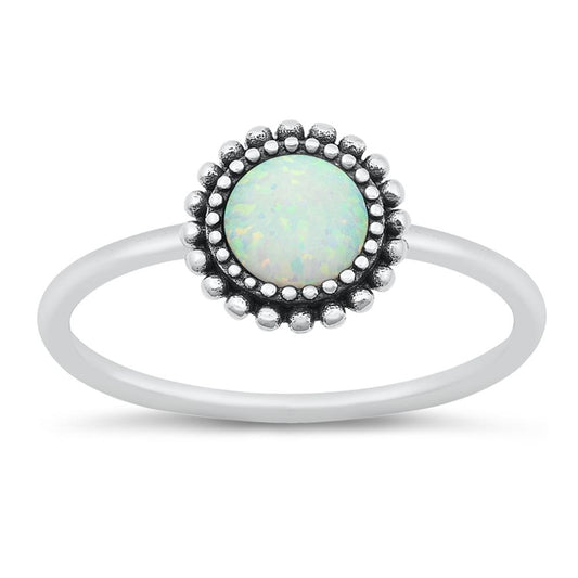White Lab Opal Fashion Sun Flower Ring New .925 Sterling Silver Band Sizes 5-10