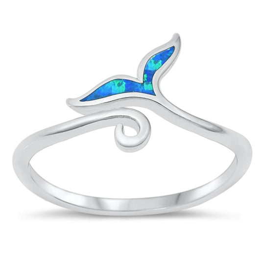 Whale Tail Blue Lab Opal Beautiful Ring New .925 Sterling Silver Band Sizes 4-10