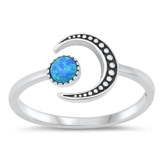 Adjustable Moon Bali Blue Lab Opal Ring New .925 Sterling Silver Band Sizes 4-12