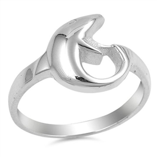 Dolphin Fish Animal Jumping Water Ring New .925 Sterling Silver Band Sizes 5-10