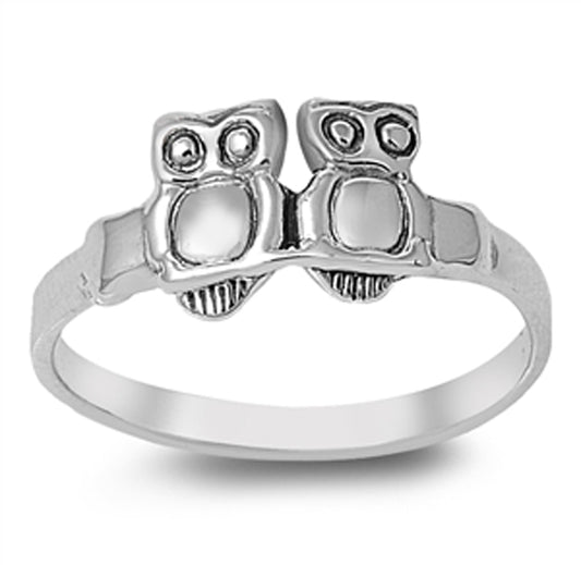 High Polish Owl Wisdom Bird Friendship Ring .925 Sterling Silver Band Sizes 4-10