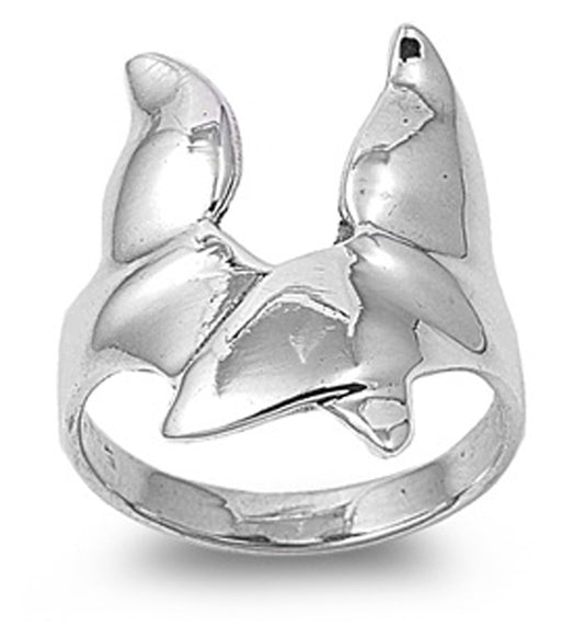 Whale Tail Friendship Animal Cute Ring New .925 Sterling Silver Band Sizes 6-10