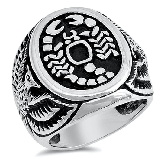 Oxidized Scorpion Heavy Animal Eagle Ring .925 Sterling Silver Band Sizes 7-14