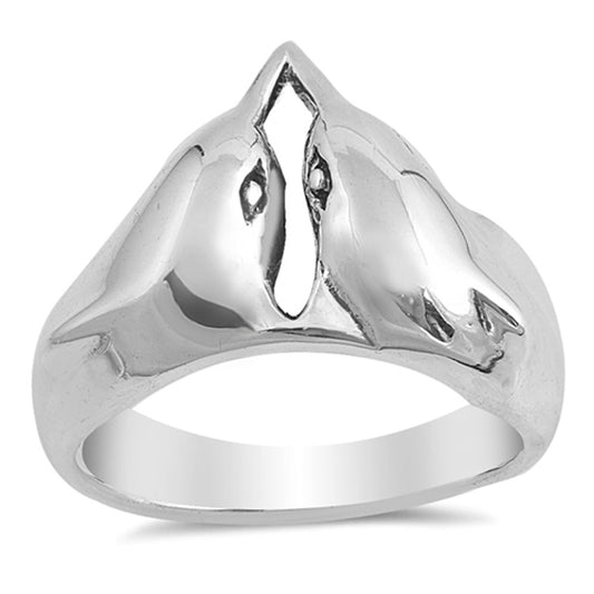 Dolphin Friendship Animal Cute Girl's Ring .925 Sterling Silver Band Sizes 6-10