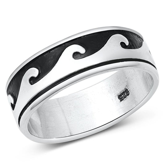 Wave Ring New .925 Sterling Silver Band Sizes 4-14