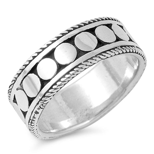 Bali Rope Twist Dot Bead Wedding Ring New .925 Sterling Silver Band Sizes 6-12
