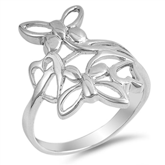 Filigree Butterfly Flower Heart Cute Ring .925 Sterling Silver Band Sizes 5-10