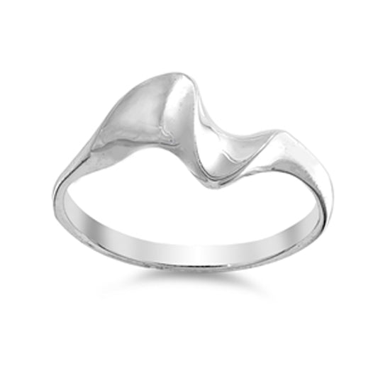 Wave Petite Simple Small Women's Ring New .925 Sterling Silver Band Sizes 4-8
