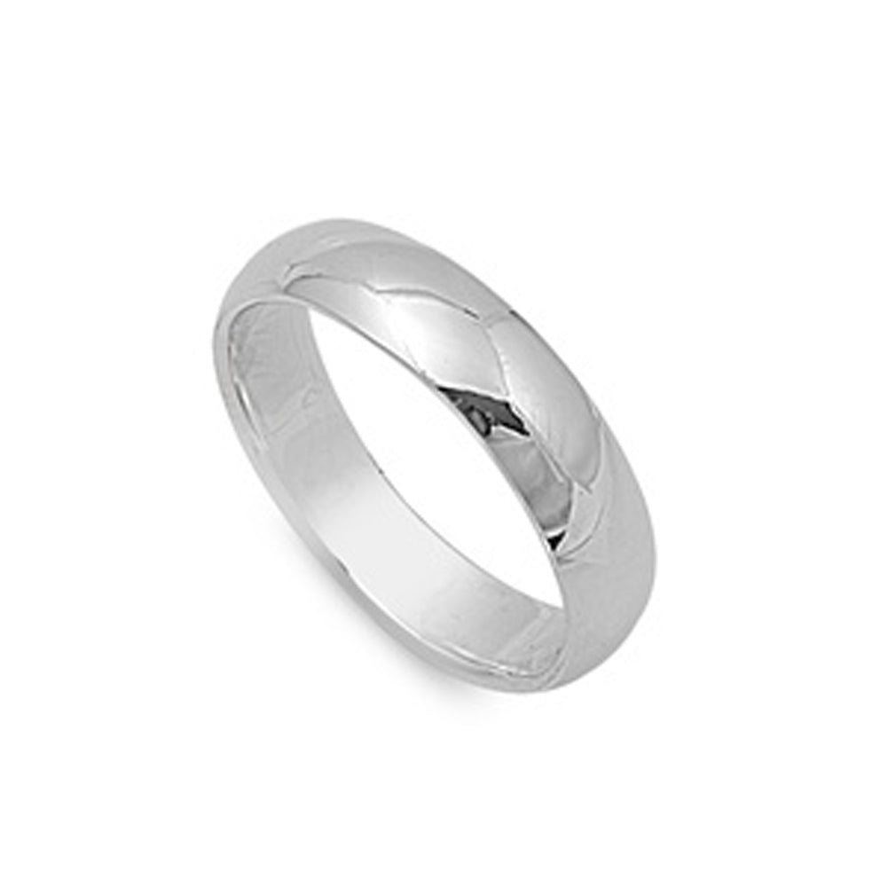 Sterling Silver Wedding 5mm Band Plain Comfort Fit Ring Solid 925 Italy