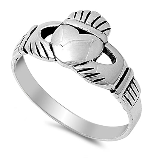 Claddagh Heart Hands Crown Purity Ring New .925 Sterling Silver Band Sizes 5-10