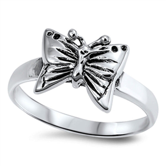 Antiqued Butterfly Friendship Animal Ring .925 Sterling Silver Band Sizes 4-9