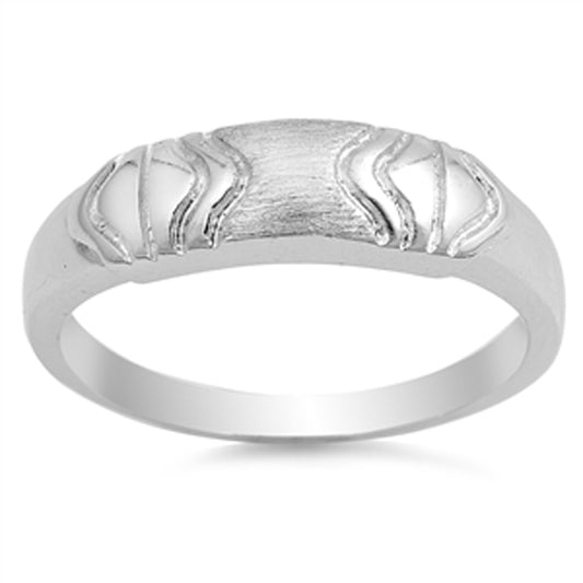 Wave Etched Line Simple Accent Stackable Ring Sterling Silver Band Sizes 6-9