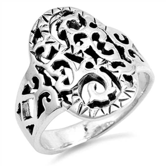 Wide Filigree Celtic Oxidized Fashion Ring .925 Sterling Silver Band Sizes 5-10