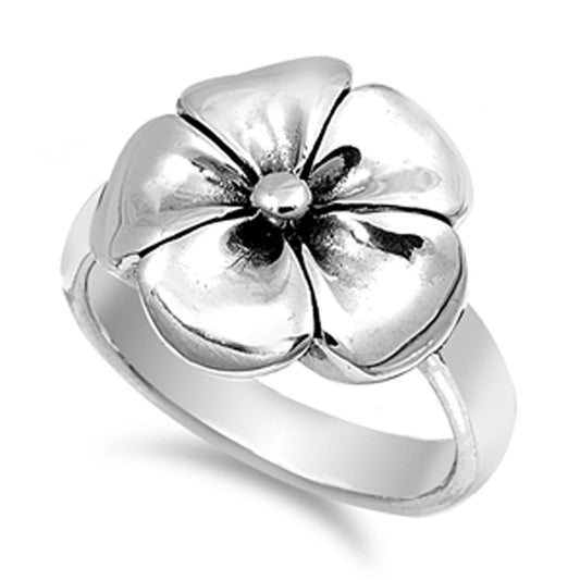 Hawaiian Tropical Plumeria Flower Ring New .925 Sterling Silver Band Sizes 4-10