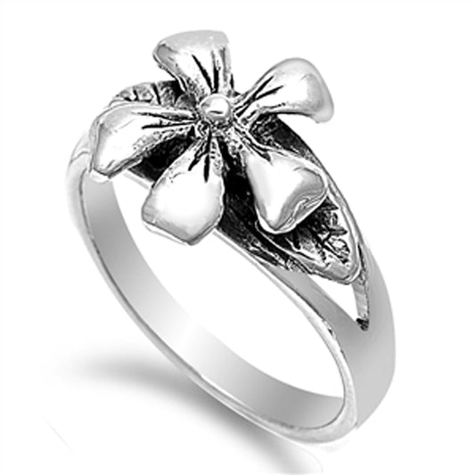 Hawaiian Plumeria Maile Leaf Ring New .925 Sterling Silver Band Sizes 6-10