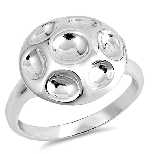 Large Round Domed Circle Wide Fashion Ring .925 Sterling Silver Band Sizes 6-9