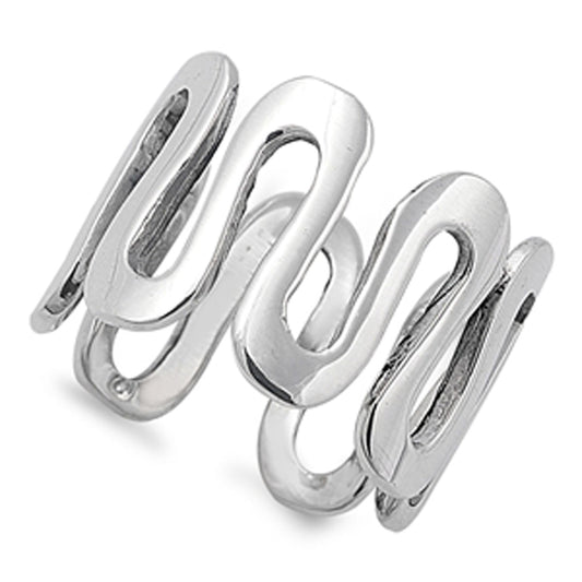 Wide Wave Eternity Swirl Zig Zag Ring New .925 Sterling Silver Band Sizes 4-14