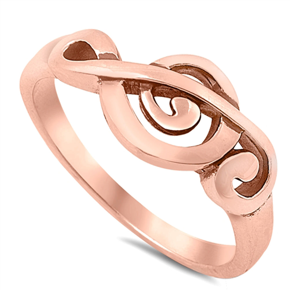 Rose Gold-Tone Music Note Clef Note Ring New 925 Sterling Silver Band Sizes 4-10