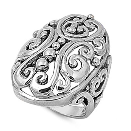 Antiqued Victorian Style Filigree Swirl Ring 925 Sterling Silver Band Sizes 5-10