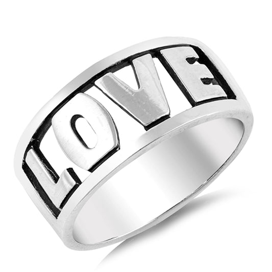 Antiqued Love Word Purity Girlfriend Ring .925 Sterling Silver Band Sizes 5-10