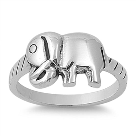 Simple Elephant Large Animal Friendship Ring 925 Sterling Silver Band Sizes 5-10