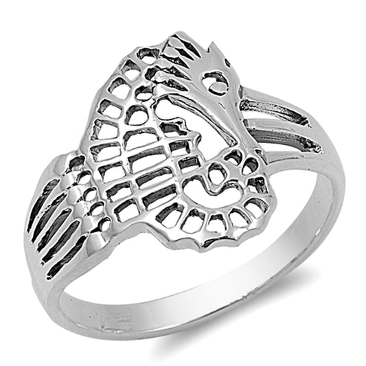 Seahorse Filigree Animal Cute Girl's Ring .925 Sterling Silver Band Sizes 3-10