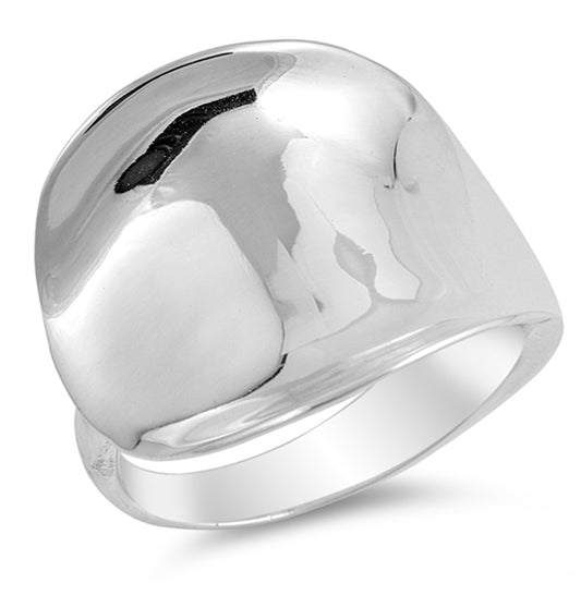Wide Concave High Polished Fashion Ring New .925 Sterling Silver Band Sizes 5-10