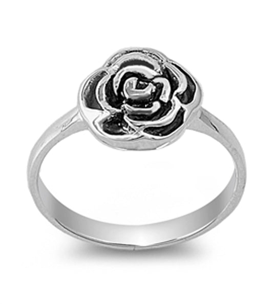Antiqued Rose Flower Cute Girl's Ring New .925 Sterling Silver Band Sizes 5-10