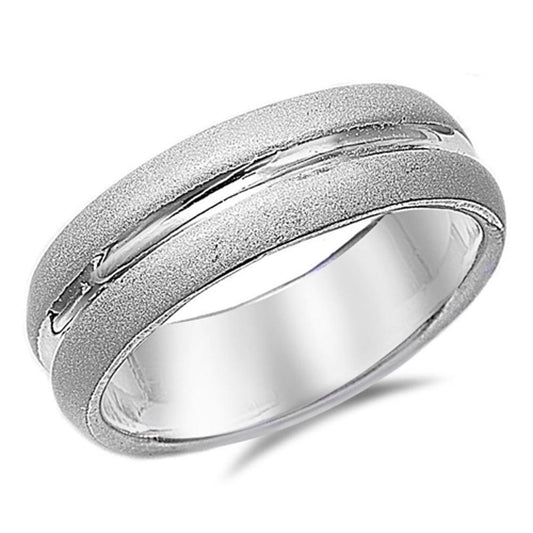 Sparkle Wide Satin Finish Wedding Ring New .925 Sterling Silver Band Sizes 4-14