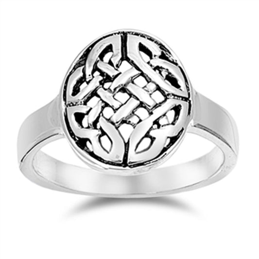 Antiqued Celtic Trinity Endless Knot Ring .925 Sterling Silver Band Sizes 5-10