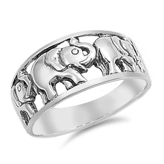 Oxidized Elephant Filigree Animal Cute Ring .925 Sterling Silver Band Sizes 5-10