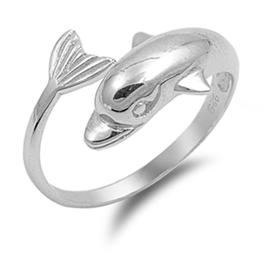 Dolphin Ocean Animal Friendship Ring New .925 Sterling Silver Band Sizes 5-10
