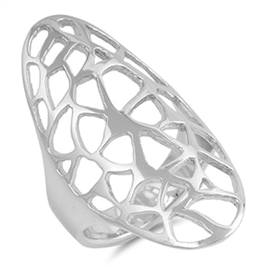 Wide Filigree Cutout Abstract Cocktail Ring .925 Sterling Silver Band Sizes 5-10