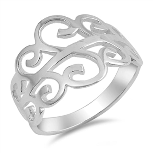 Wide Filigree Infinity Swirl Cute Ring New .925 Sterling Silver Band Sizes 5-10