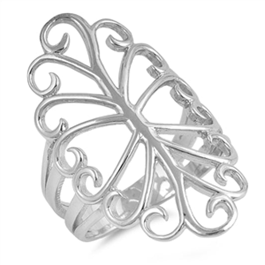 Wide Filigree Tree of Life Spiral Ring New .925 Sterling Silver Band Sizes 5-12