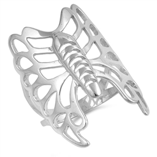 Filigree Butterfly Animal Wide Mystical Ring 925 Sterling Silver Band Sizes 5-10