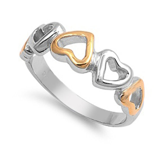 Gold-Tone Heart Purity Promise Love Ring New 925 Sterling Silver Band Sizes 5-9