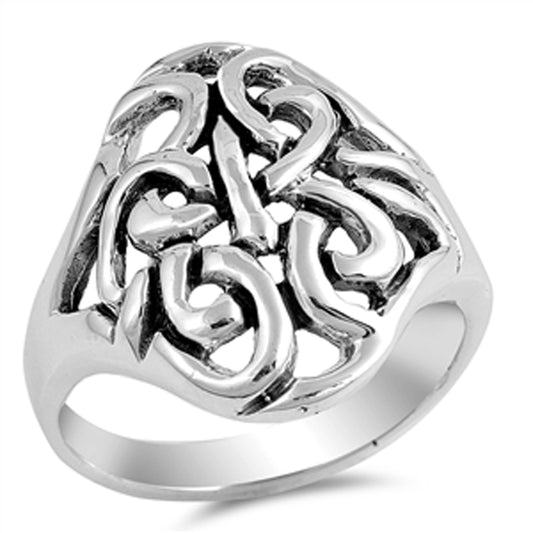 Antiqued Celtic Endless Knot Wide Ring New .925 Sterling Silver Band Sizes 6-10