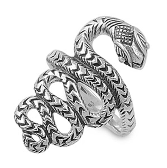 Sterling Silver Woman's Tribal Snake Ring Wholesale 925 Band 15mm Sizes 5-10
