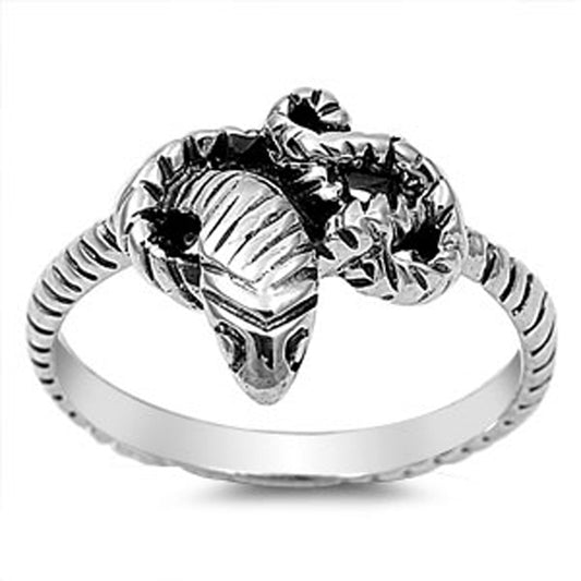 Snake Detailed Rope Twist Infinity Coil Ring 925 Sterling Silver Band Sizes 5-11