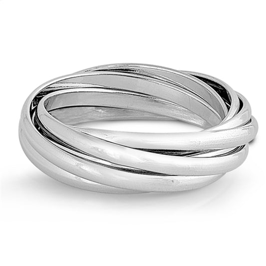 Wide Interlocking Rolling Knot 925 Ring Sterling Silver Wedding Band Sizes 5-12