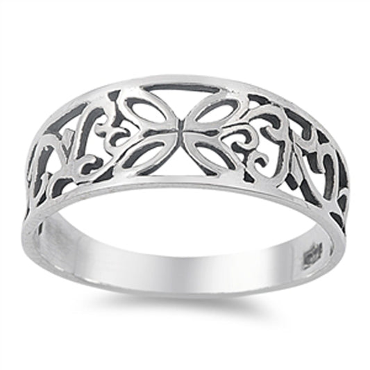 Oxidized Butterfly Filigree Cutout Ring New .925 Sterling Silver Band Sizes 4-12
