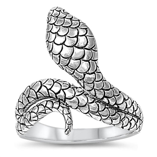Snake Scary Animal Detailed Scales Ring New .925 Sterling Silver Band Sizes 6-10