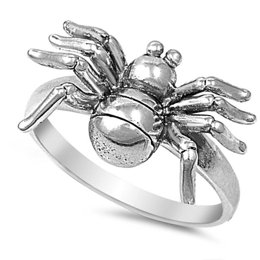 Spider Creepy Animal Large Halloween Ring .925 Sterling Silver Band Sizes 5-10