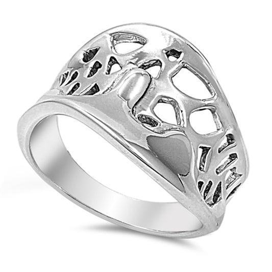 Wide Filigree Wave Cutout Abstract Ring New .925 Sterling Silver Band Sizes 6-10