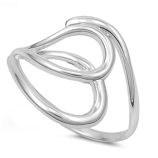 Abstract Criss Cross Knot Heart Ring New .925 Sterling Silver Band Sizes 5-9
